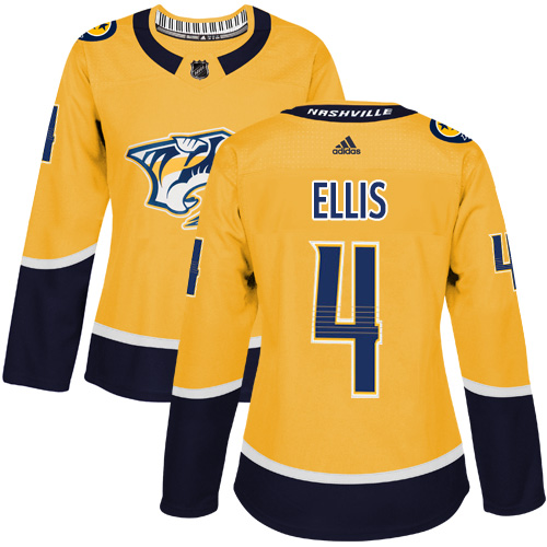 Adidas Nashville Predators 4 Ryan Ellis Yellow Home Authentic Women Stitched NHL Jersey